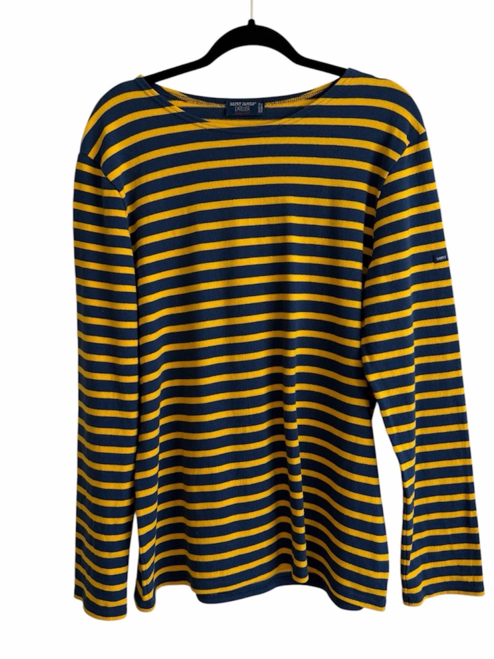 St. James Breton Stripe Women's Tee Blue Yellow Size L